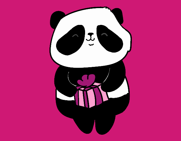 Panda with present
