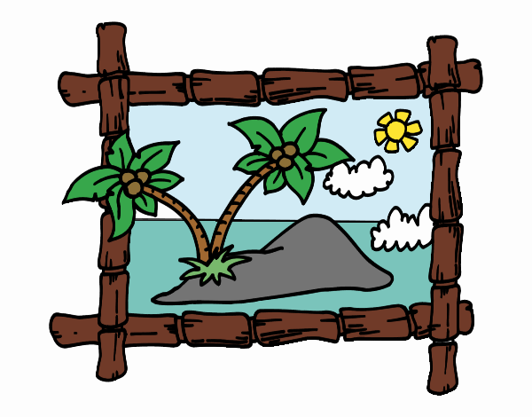Frame with palm trees