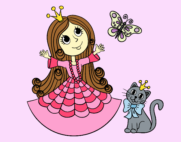 Princess with cat and butterfly 